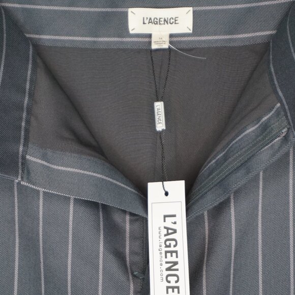 L’AGENCE Madonna Pinstripe Midi Pencil Skirt in Grey size 14 NWT - Picture 10 of 12